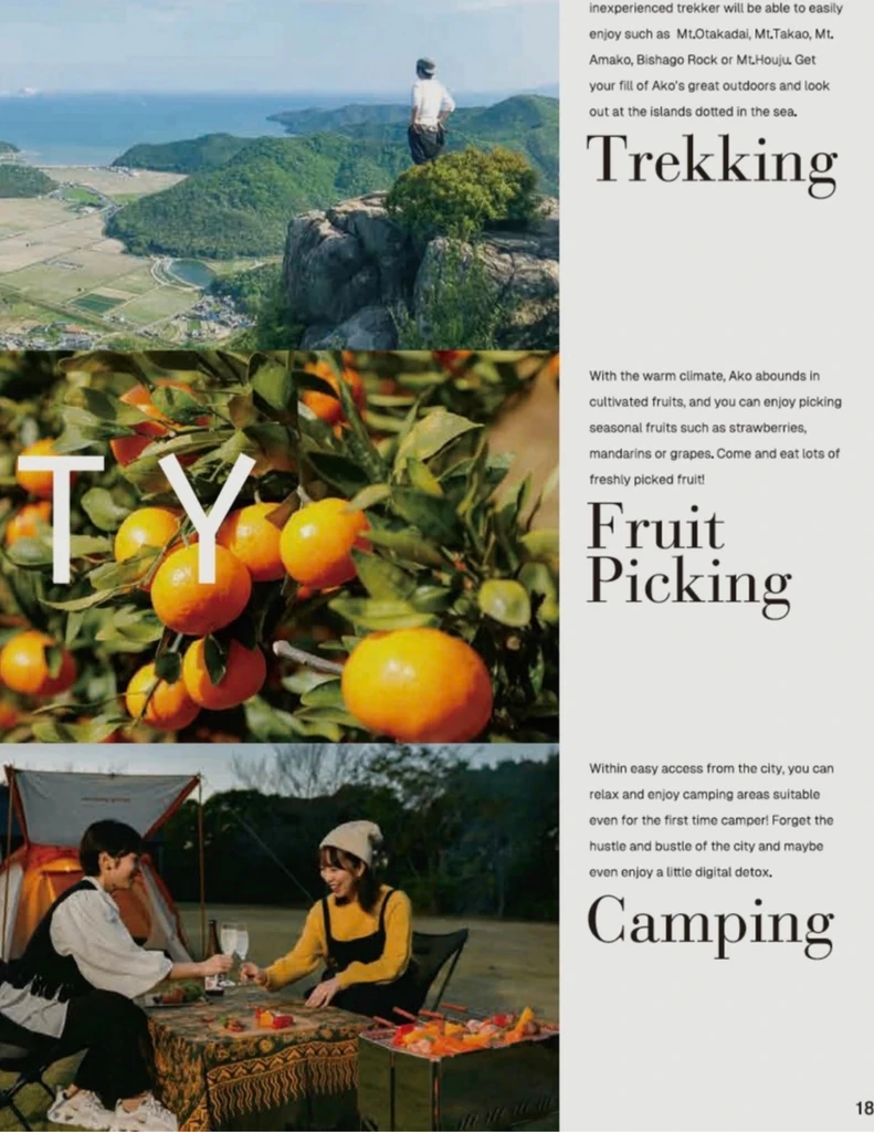 Trekking, fruit picking, and camping experiences around Ako.
